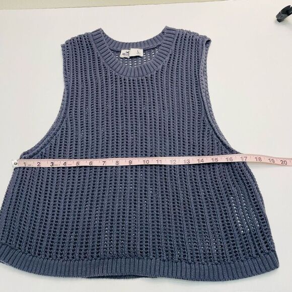 Hollister High-neck Crochet-style Sweater Tank Gray Blue Size Large - Picture 7 of 10
